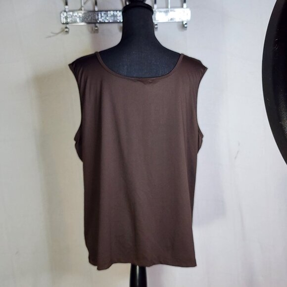 Jillian Nicole Woman Chocolate Brown Nylon Span Wide Strap Soft Tank Cami Sz 2X - Picture 11 of 16